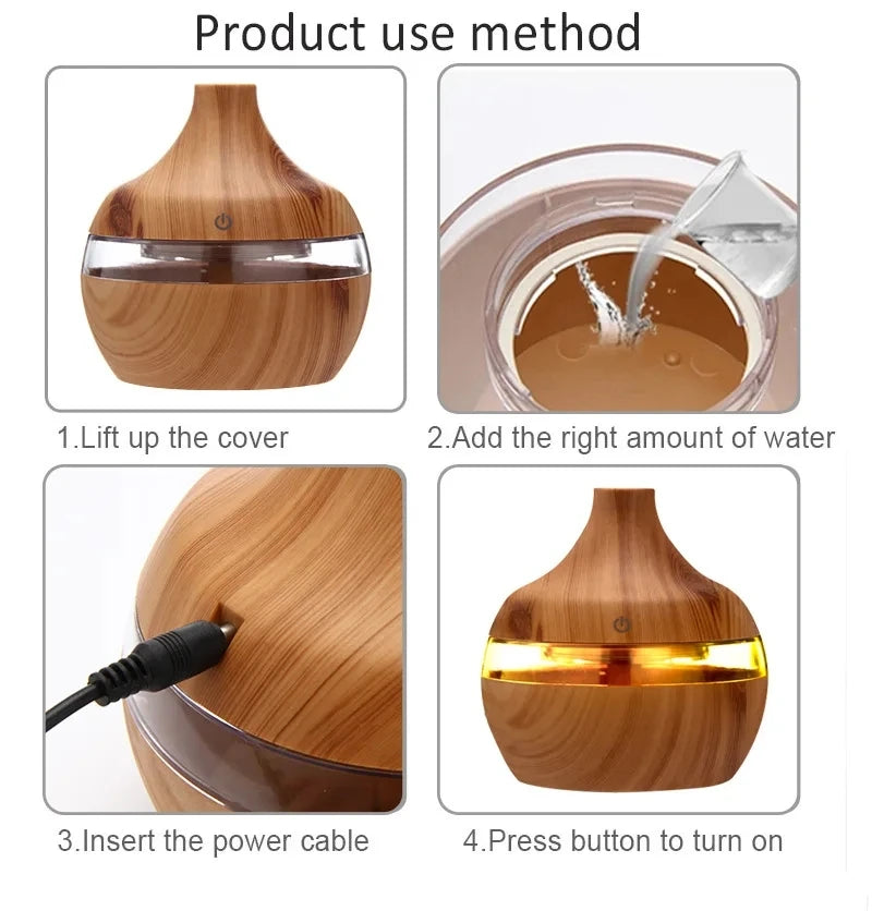 Suncolourful Ultrasonic Aroma Diffuser and Humidifier - 300ml Wood