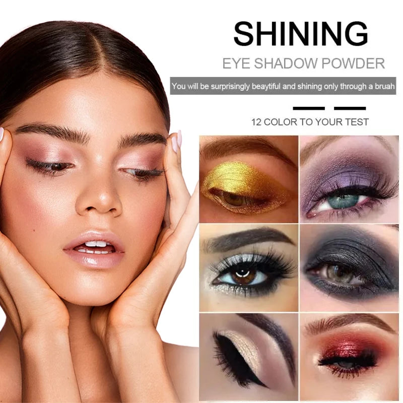 Single-color pearlescent diamond eyeshadow powder, finely milled, highly pigmented, and blendable for a party look.