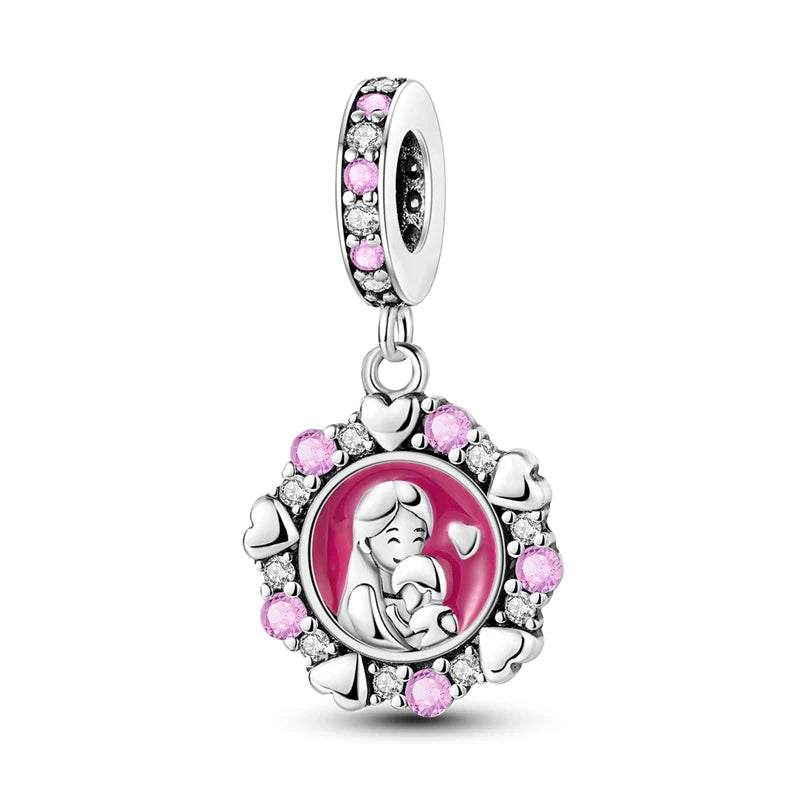 925 Sterling Silver Heart Charm Bead With Zircon Accent, GDTC Certified Fine Jewelry Gift For DIY Bracelet Makers