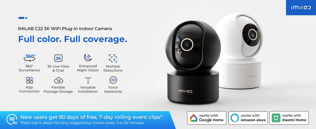 IMILAB Baby Monitor Indoor Security Camera with AI Detection Night Vision 2-Way Audio 360° PTZ Compatible with Xiaomi Home App