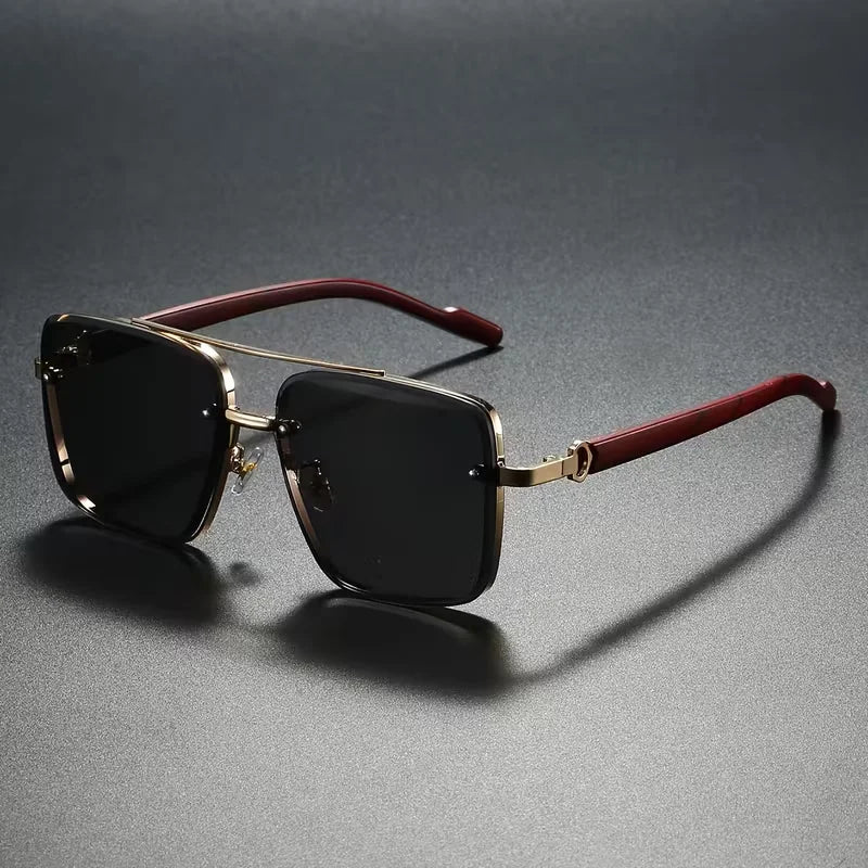 Fashion Retro Square Metal Shades Men or Women's Original Brand Design Driving Sunglasses New Double Bridge Pilot Sun Glasses