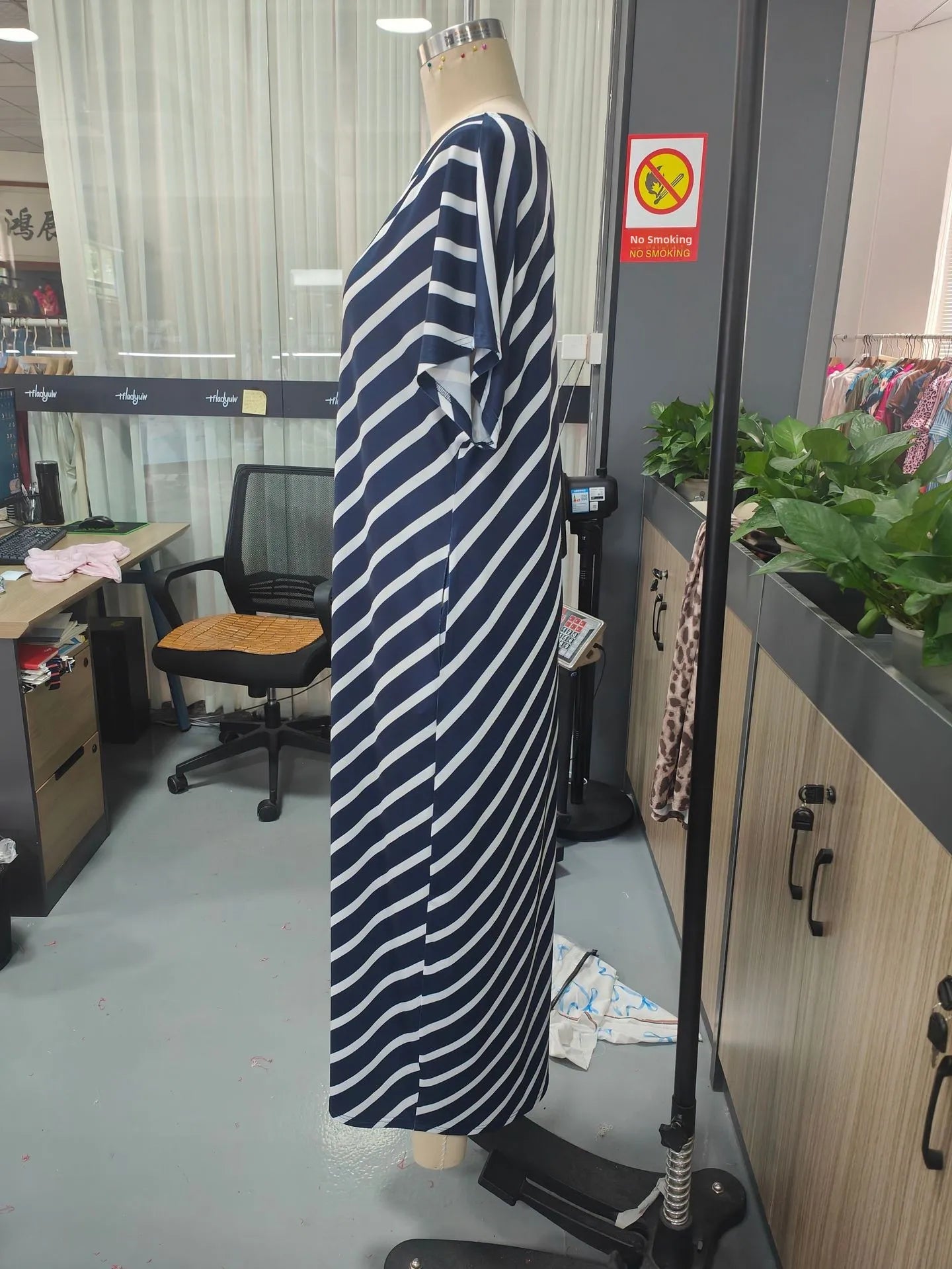 Casual Pure Color Short Sleeve Long Dress Women's Summer New Style Cross-Border TK Loose Waist Milk Fiber Straight Cut Dress