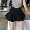 Y2K Vintage Denim Skirt Women Summer Fashion High Waist A-Line Wash Blue Slim Sexy Hot Girl Mini Jeans Ruffle Short Skirt Female