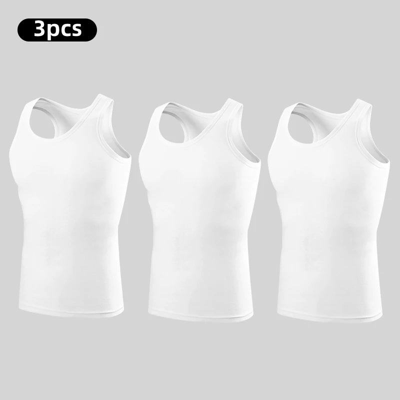 3/1 Piece Men'S Pure Cotton Vest Fitness Training Jacket Four Seasons Solid Color Tight Sleeveless T-Shirt Teenagers Casual Joke