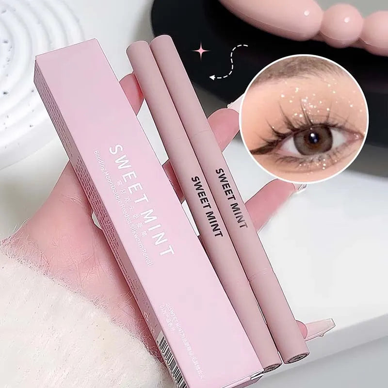 Double Headed Sickle Eyeliner Lying Silkworm Pen Waterproof Natural Glitter Eyeshadow Lying Silkworm Eyes Contour Shadow Make Up