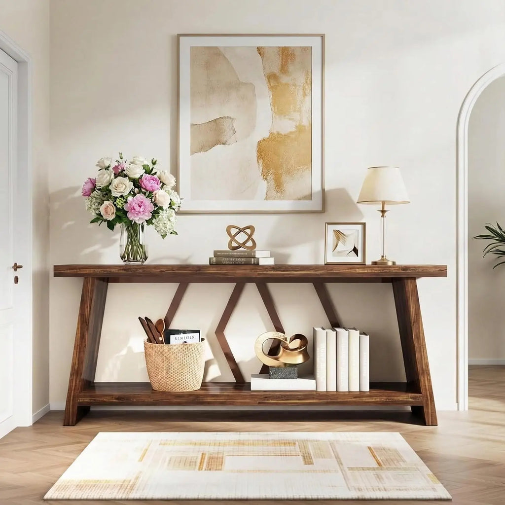 71" Narrow Console Sofa Table with Storage, Wood Farmhouse Entryway Hallway Accent Table, 71x12x32, Customized