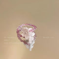 Violet Flower Elastic Beaded Ring for Women