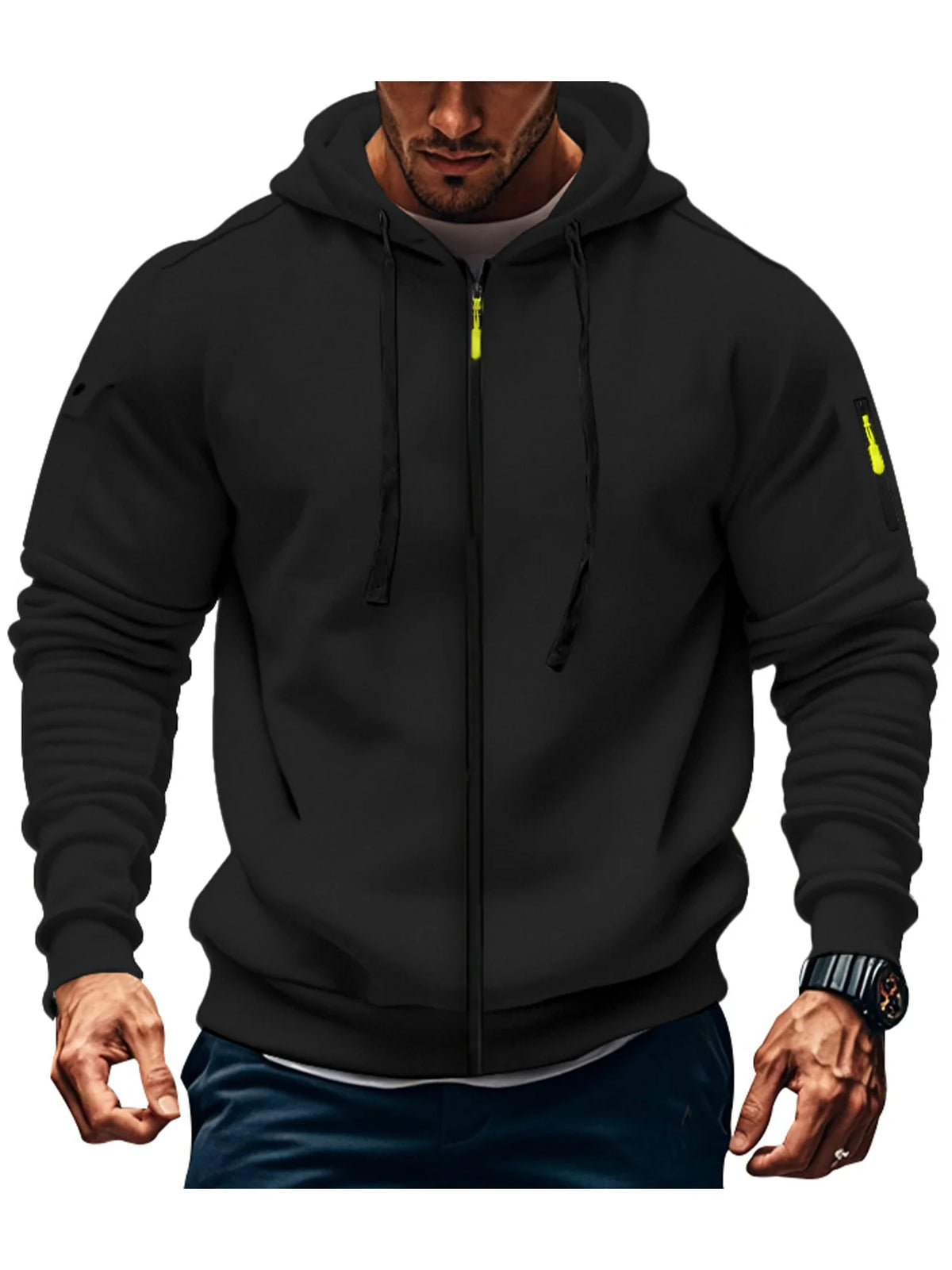 Men's Hooded Sweatshirt - Long Sleeve Zipper Sportswear Slim Fit