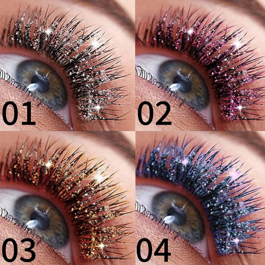 1pc Diamond Shine Waterproof Volume Curl Mascara Glitter Snow Effect,Smudge-proof  Eye Makeup for All Skin Types Women Cosmetics