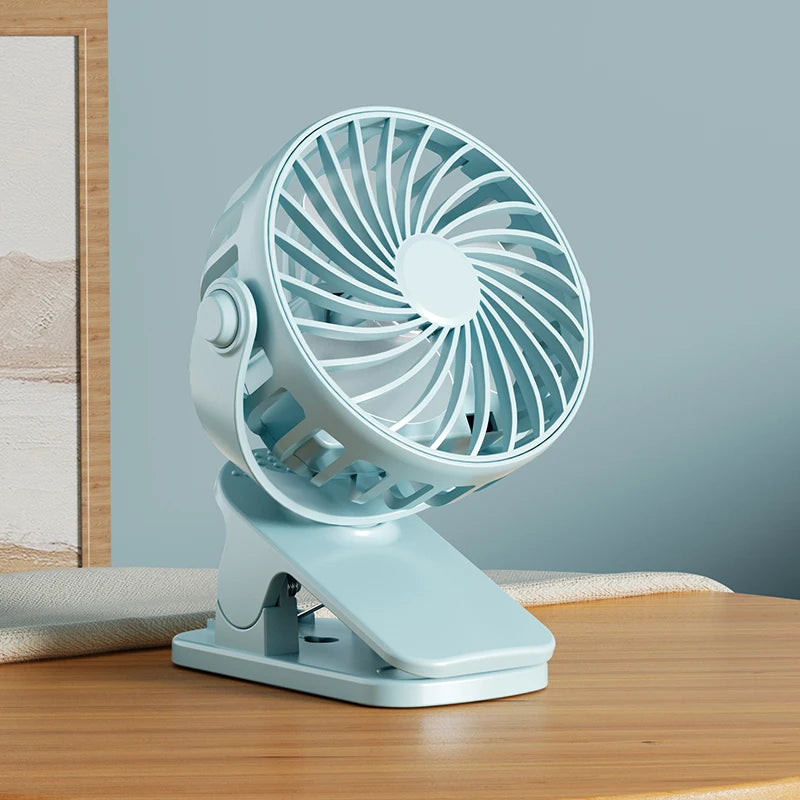 HOMEFISH Portable Rechargeable Clip Fan, 720° Rotatable with Light