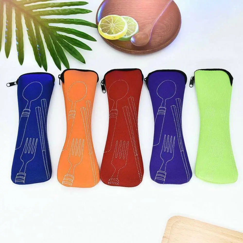 Bolsa de vajilla para viaje, bolsa de vajilla portátil para picnic sin vajilla, estuche de cubiertos, bolsas para picnic, caja de almacenamiento de tenedores y cucharas