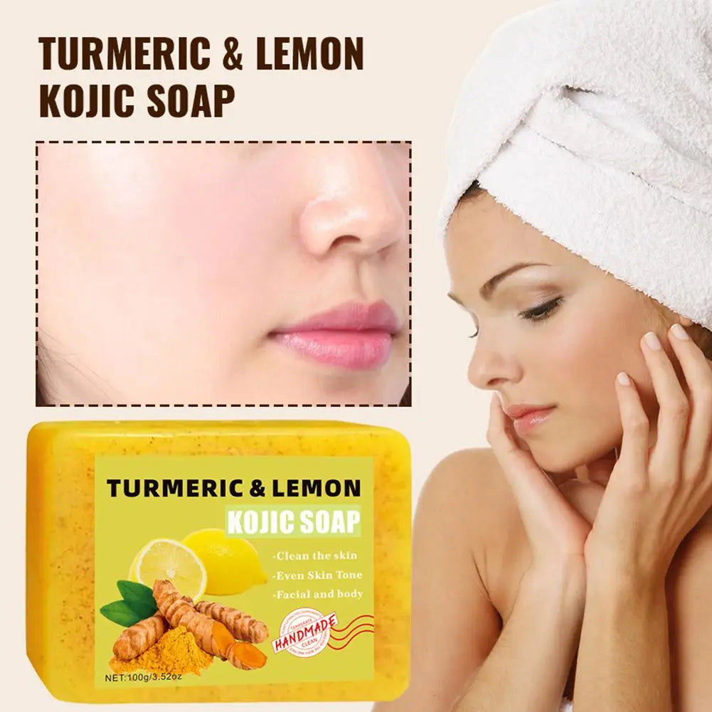 Lemon Turmeric Kojic Acid Soap Bar - Handmade Exfoliating Face & Body