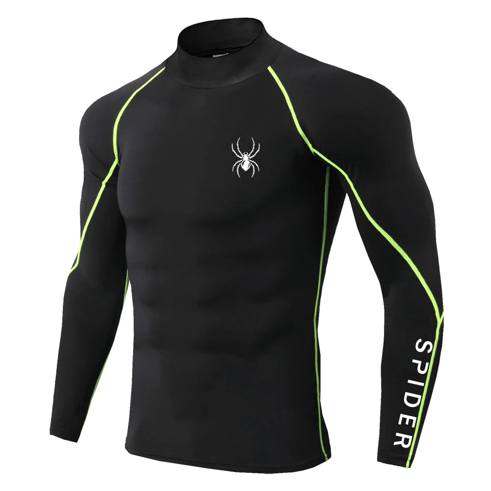 Men's Long Sleeve Compression Shirt - Quick Dry Mock Neck Athletic Top