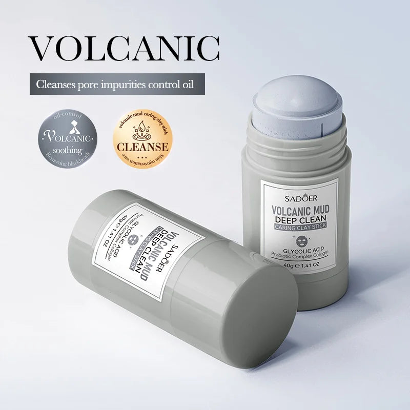 Sadoer Volcanic Mud Face Masks Stick Clay Mask Shrink Pores Deep Blackhead Remover Facial Cleansing Moisturizing