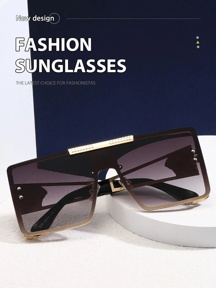 New stylish sunglasses with oversized frames, trendy metal design, perfect for fashion shows and cool street style.