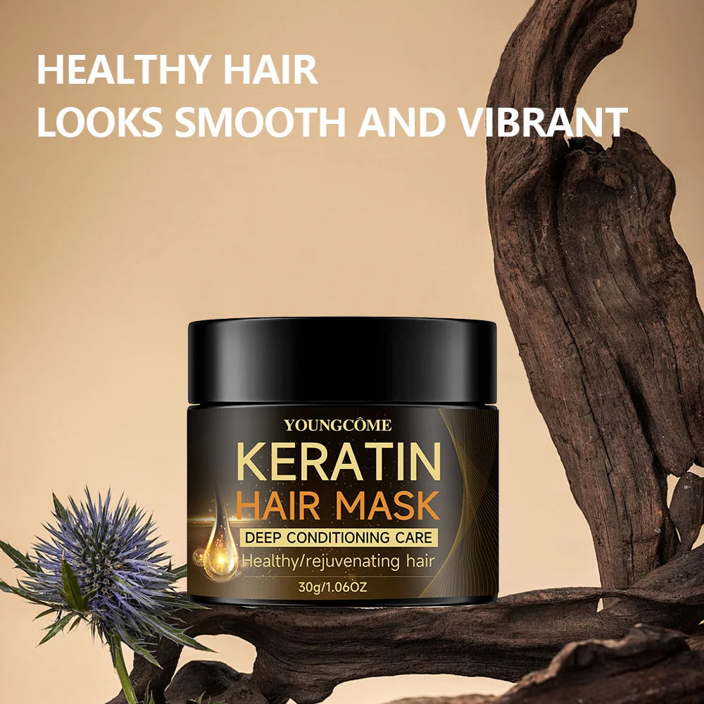  YOUNGCOME Keratin Hair Mask Moisturizer Conditioner Soft Smooth Frizz Damaged Hair Care Repair Hair Restore Shine Hair Mask