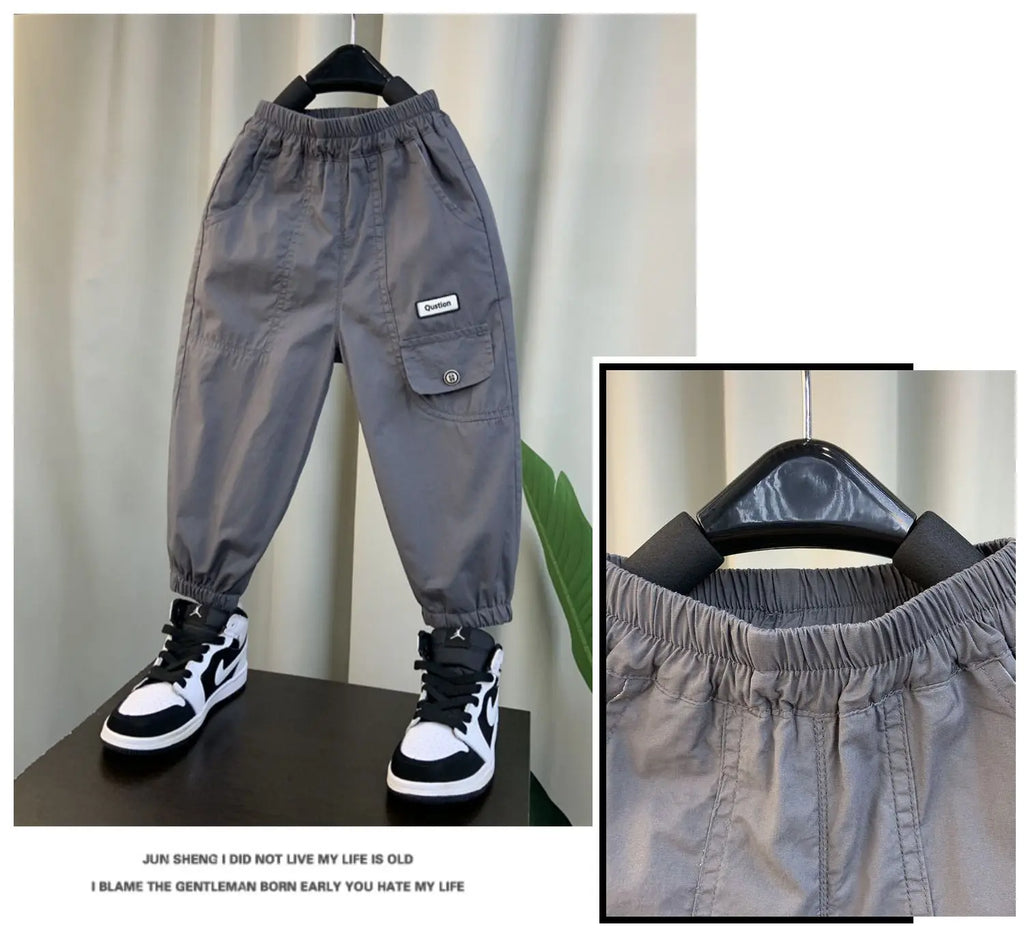 New Spring Autumn Fashion Boys Pants Loose And Comfortable Design Sport Overalls Cargo Trousers For 2-10 Years Old Kids