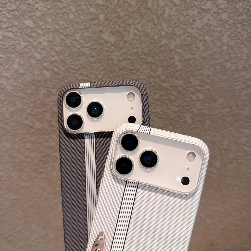 Large Kong Kevlar Carbon Fiber Stripe Texture Hard PC case for iPhone 17 Air 16 15 14 Plus 13 12 ProMax 11 Shockproof Back Cover