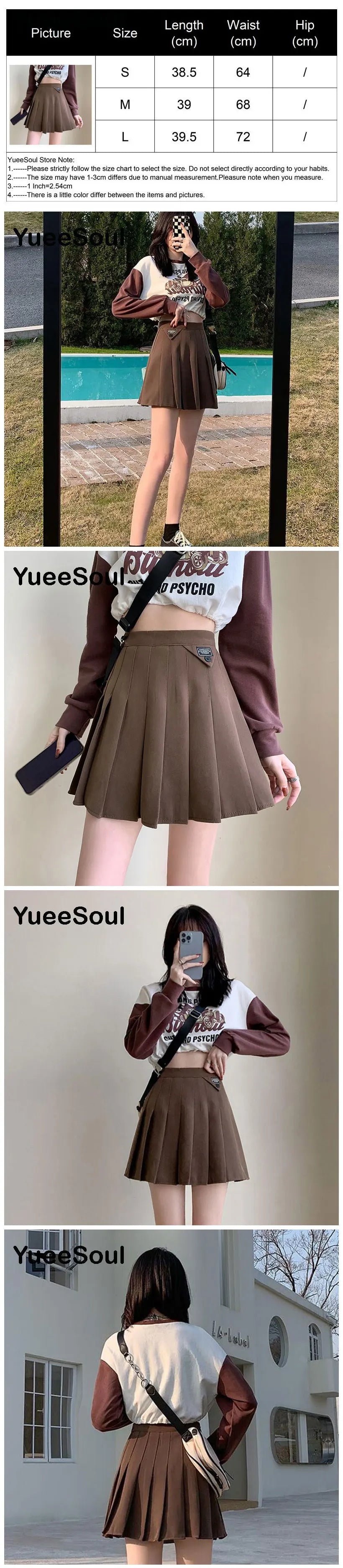 Brown Mini Skirts 2023 New Y2K Vintage High Waist Women Pleated Skirt Chic Sweet Cute Preppy Style Casual 90s E Girl Dance Skirt