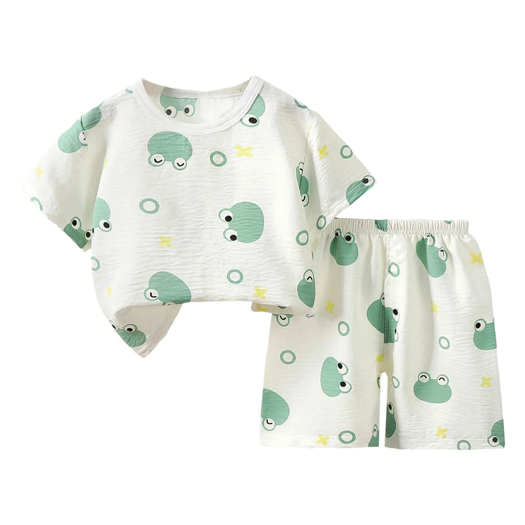 Baby Boy Set Summer Boys Short Sleeved Shorts Loose Stylish Two Piece Suits Girls Short Sleeved Suits Home Clothes 한국 아동복 2025