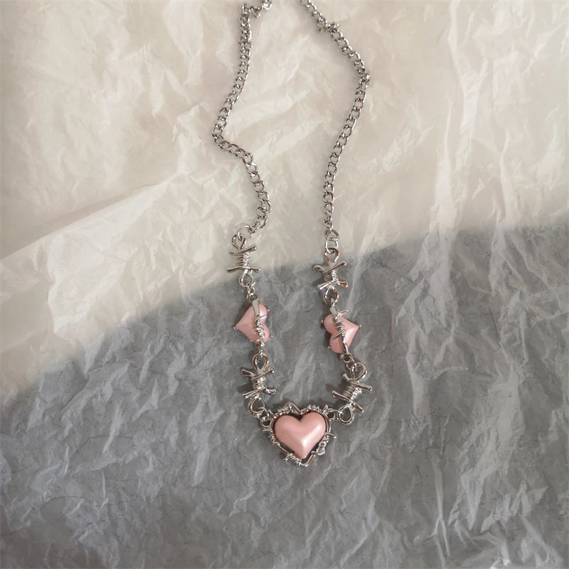 Star Cross Bowknot Pendant Necklace For Women'S Egirls Y2K Cool Neck Jewelry Clavicle Chain Original Korean Fashion