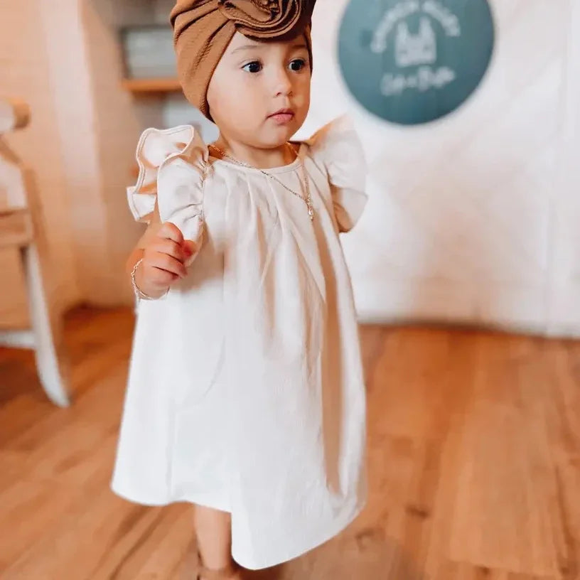 Toddler Girl Ruffle Sleeveless Dress, Solid Flared Hem Princess Party Dress, Elegant Vintage Casual Sundress for Baby Girls 1-6Y