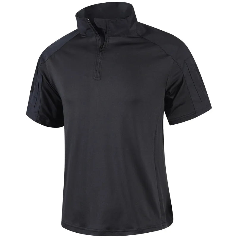 Camo Tactical Shirt Quick Dry Short Sleeve For Men Outdoor Hunting Hiking Durable Military Tee