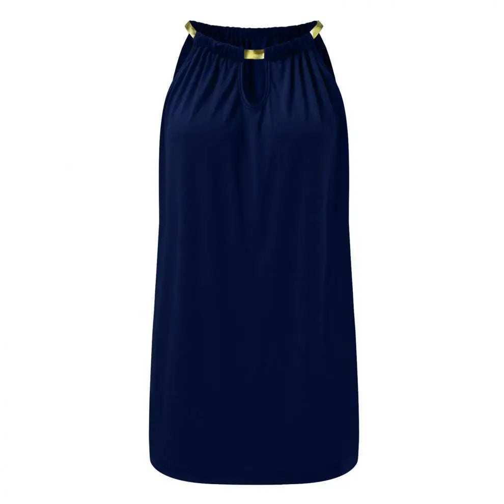 Summer Fashion New Women's Sexy Hanging Neck Sleeveless Hollow Out Solid Color Casual Sequin Slim Fit Short Dress