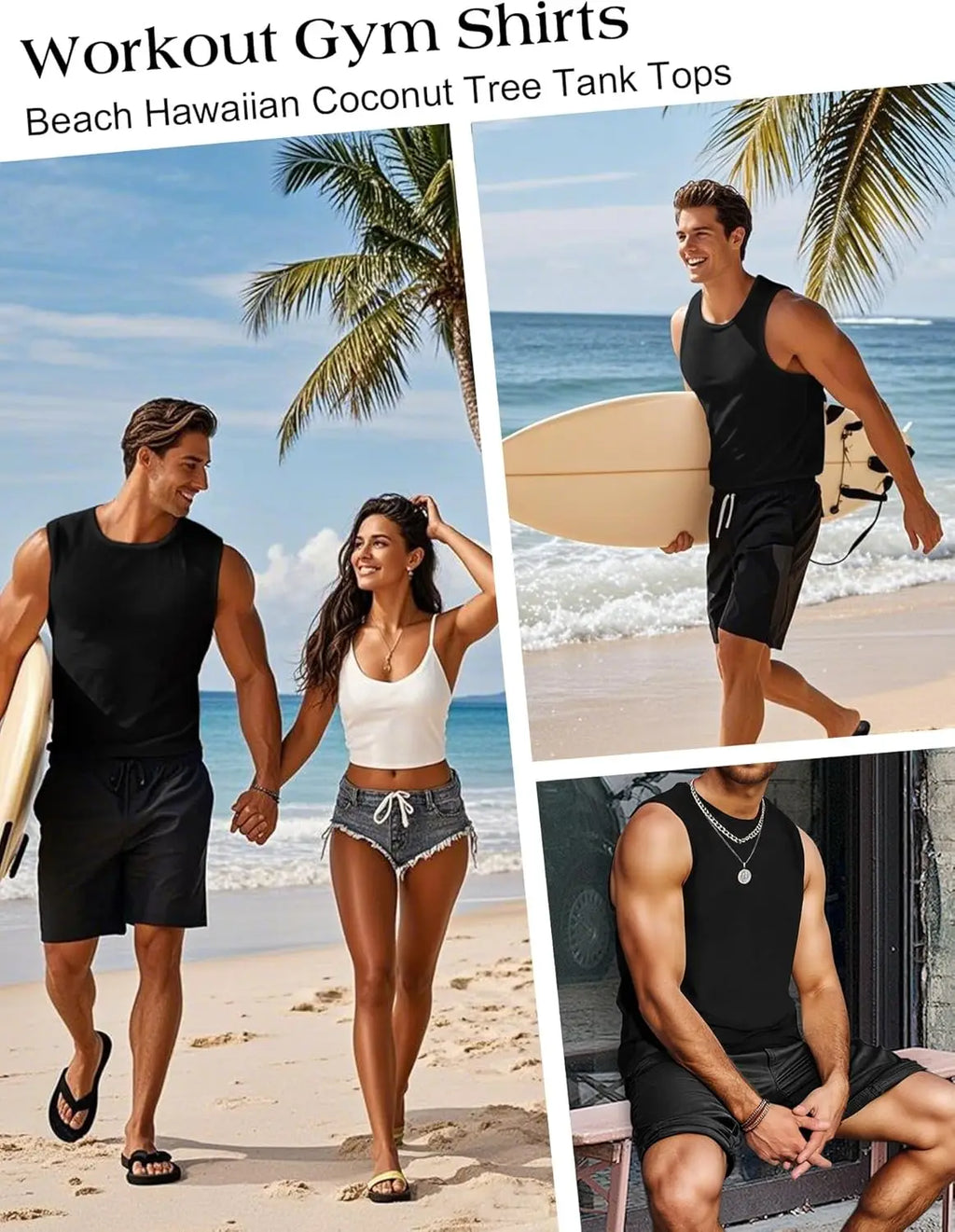 Mens Tank Tops Workout Sleeveless Shirts Summer Solid Color Polyester Quick Drying Tanks For Men Summer Beach Sports T-Shirts