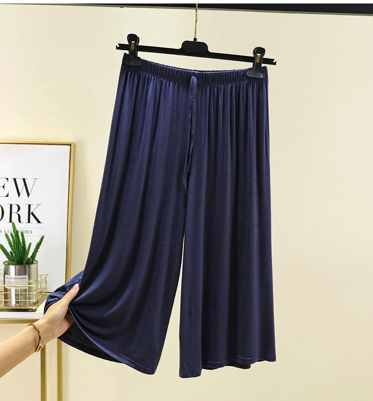 Women's Modal Wide-Leg Pants - High-Waisted Casual Summer Lounge