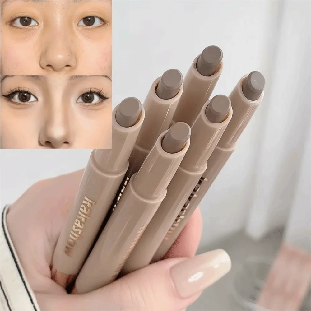 Long Lasting 3D Contouring Pen Waterproof Cream-Textured Facial Contour Stick 2in1 Design With Brush Nose Shadow Contour Pen
