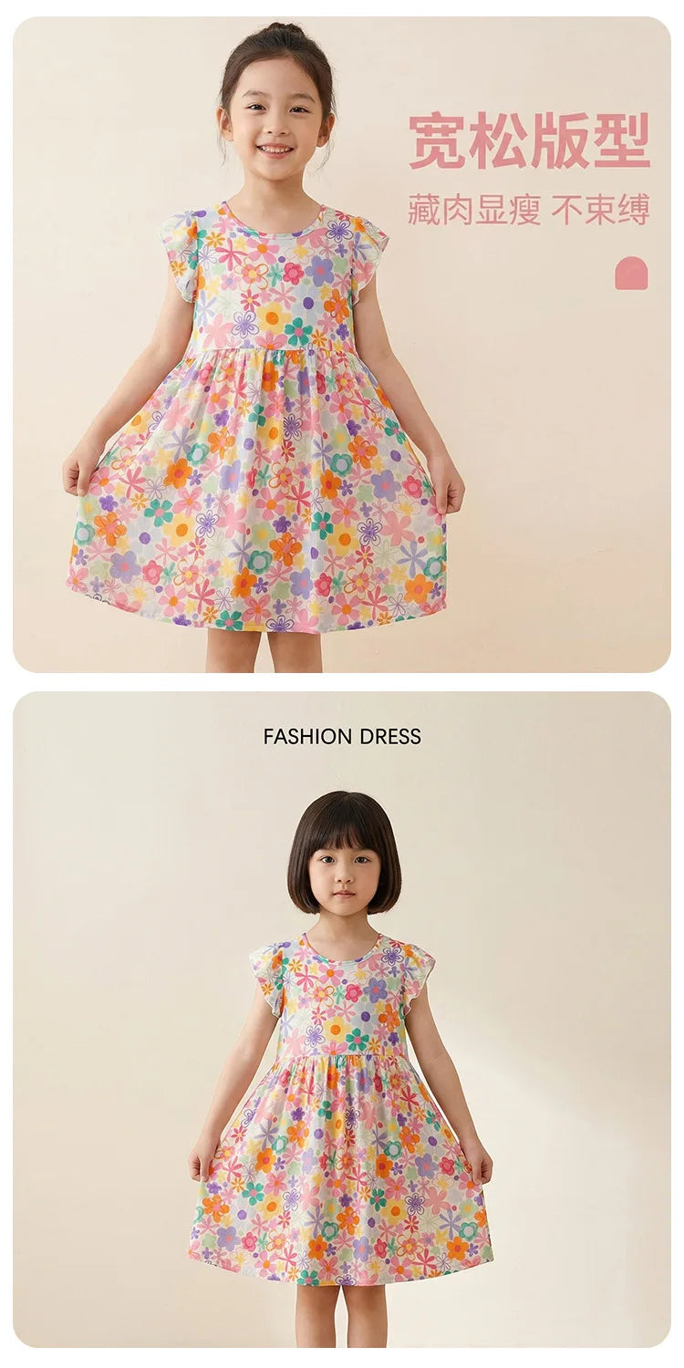 Girls Dresses Summer Children's Soft and Comfortable Floral Dresses Cool and Stylish Little Girls' Princess Dresses Baby Clothes