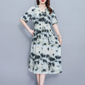 New Fashion 2025 Summer dresses For Women V-Neck Plus Size Woman Cothing Loose Short Sleeve Women Print Dresses