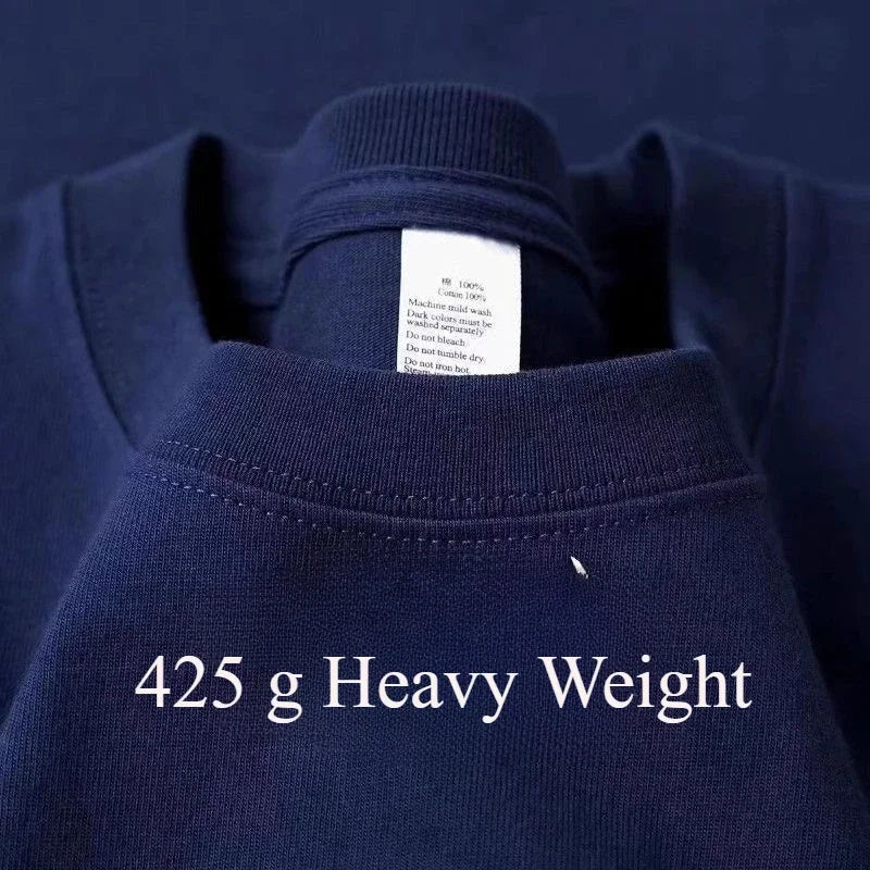 Men's Heavyweight Cotton T-Shirt - 425g Breathable Half Sleeve Tee