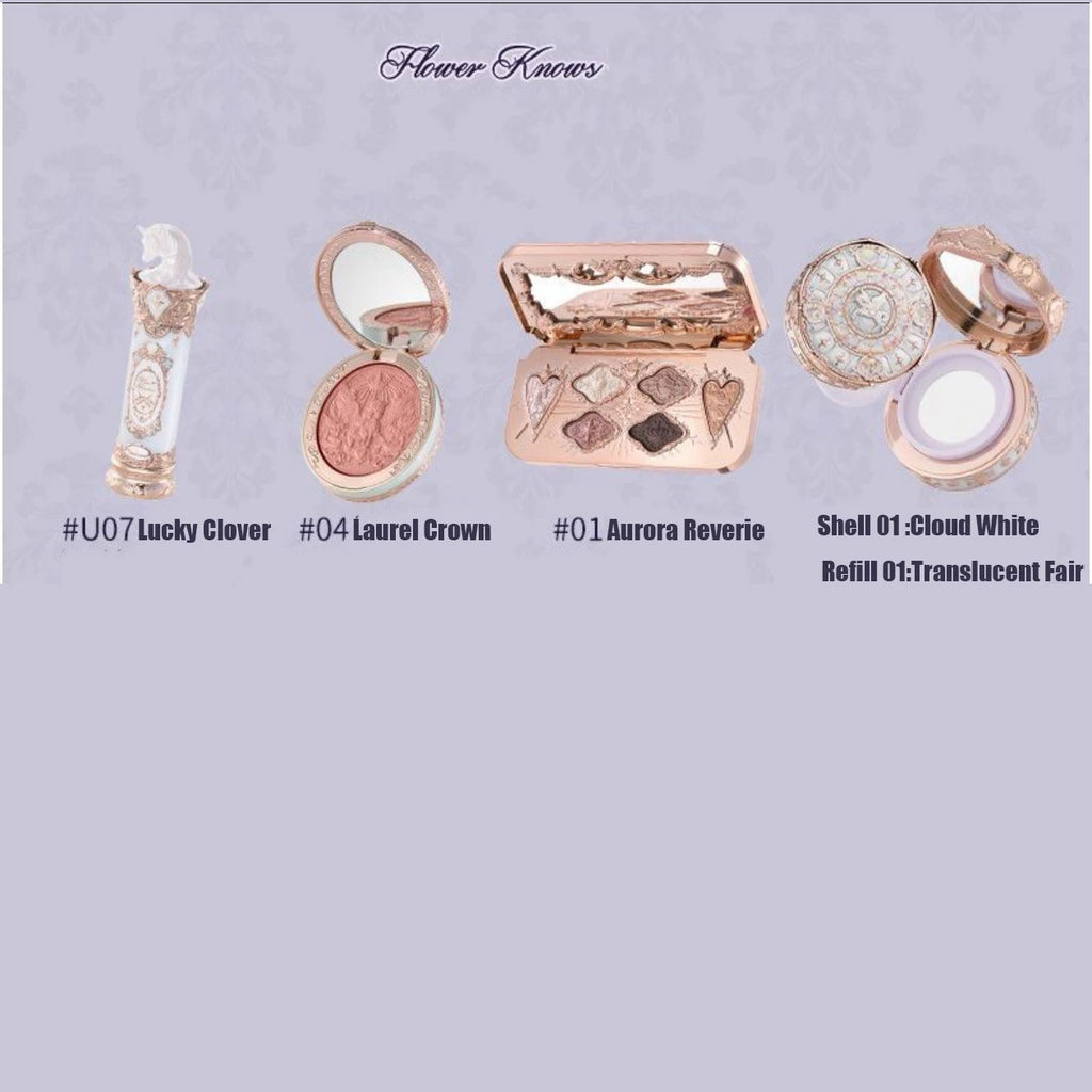 Flower Knows Strawberry Rococo Series Makeup Set Glitter Matte Eyeshadow Palette Blusher Power Velvet Lipstick Kit Perfume Set