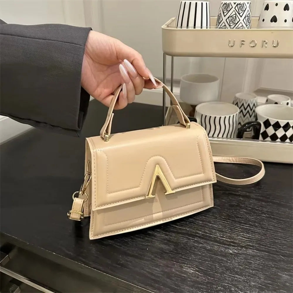 Casual Retro Shoulder Bag Candy Color Large Capacity Crossbody Bag PU Material Street Trend Ladies Handbag