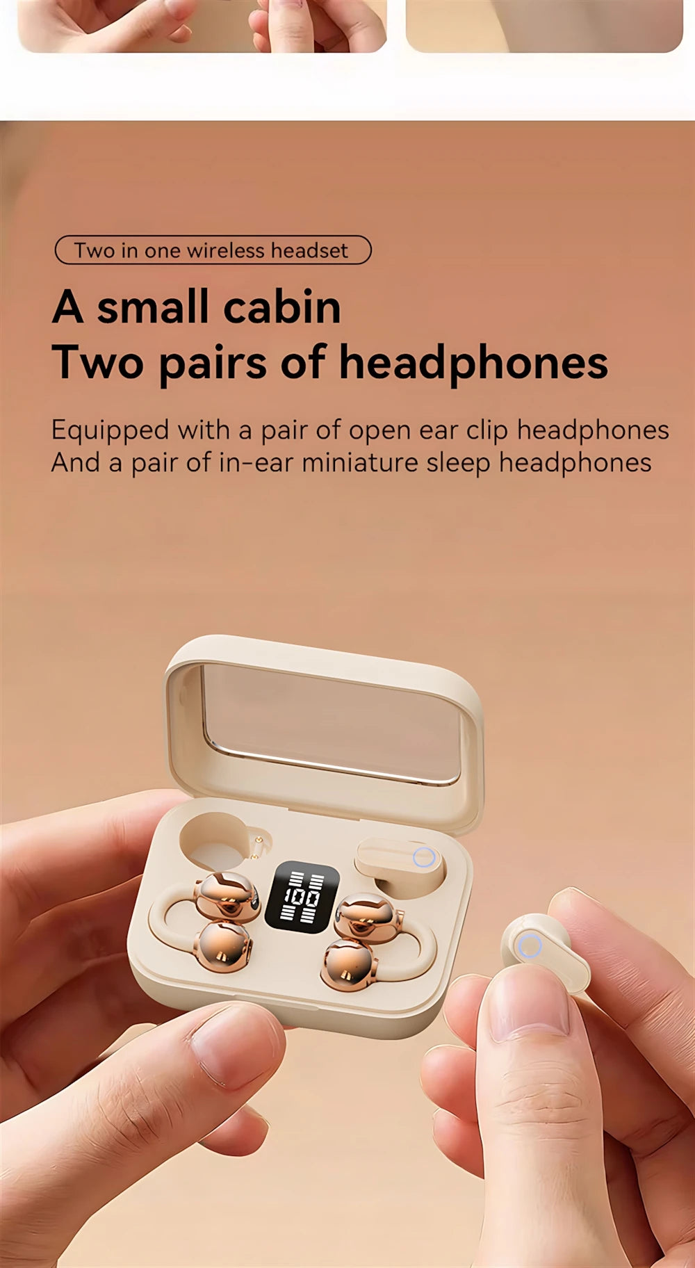Twin Earphone Open In-ear Type HIFI Bass 2in1 Low-Latency Game Headset High-definition Electric Quantity Digital Display Earplug