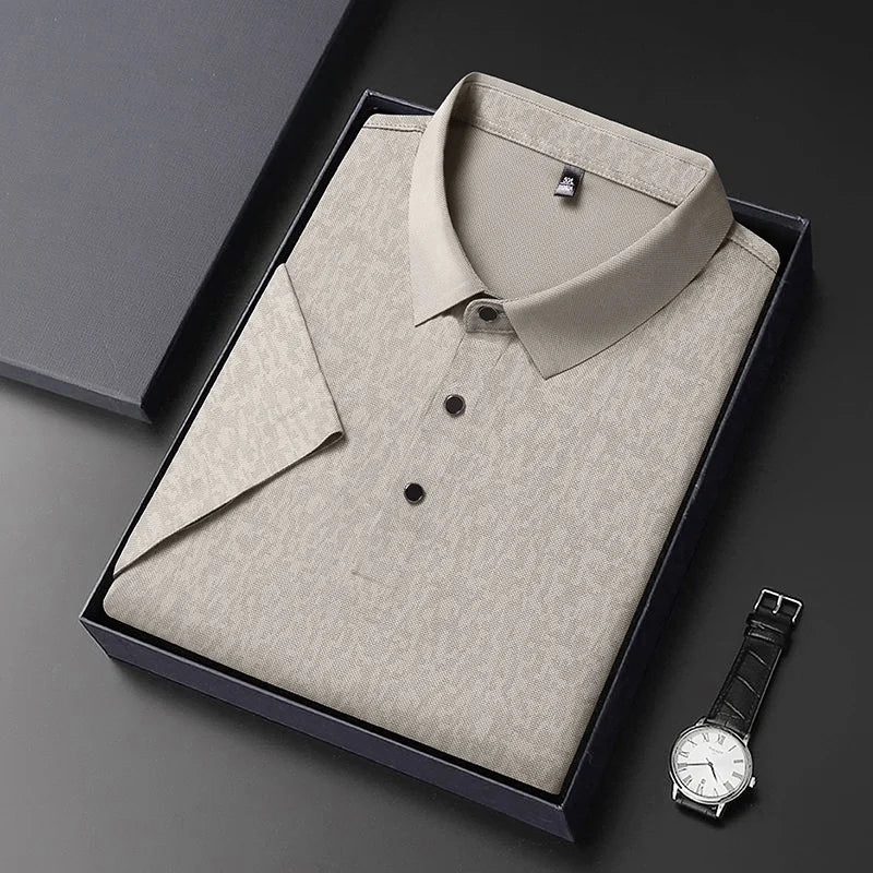 Wrinkle Resistant Woven Textured Male Shirt Full Button Placket Weekend Outdoor Walk Home Relax Errands Outfit