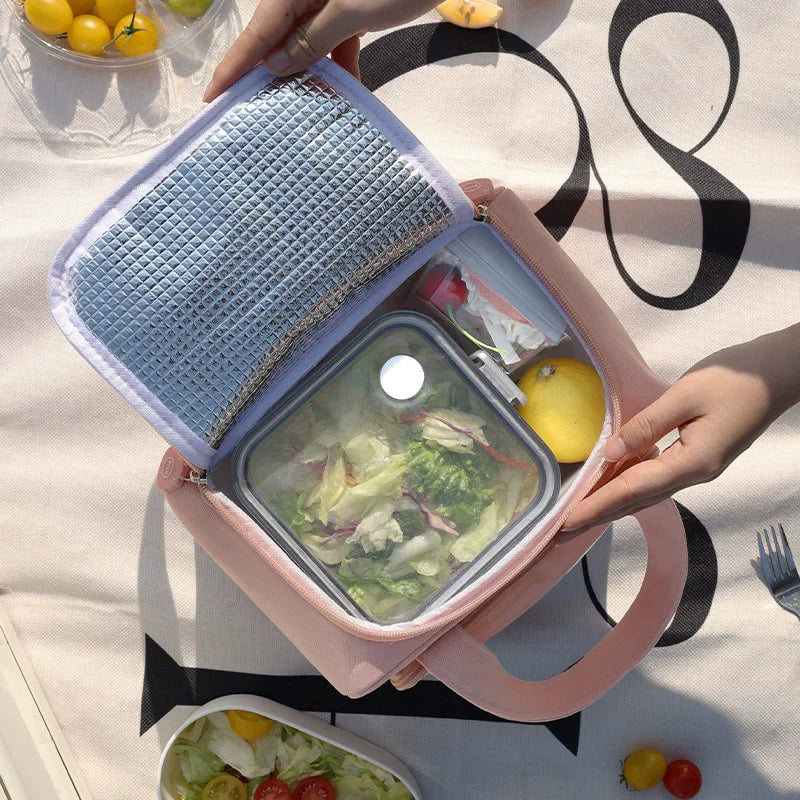 Bolsa de almuerzo de pana con aislamiento térmico, lonchera, bolso de mano, multifuncional, para niños, escuela, enfriador, bolsa de picnic, bolsa de comida