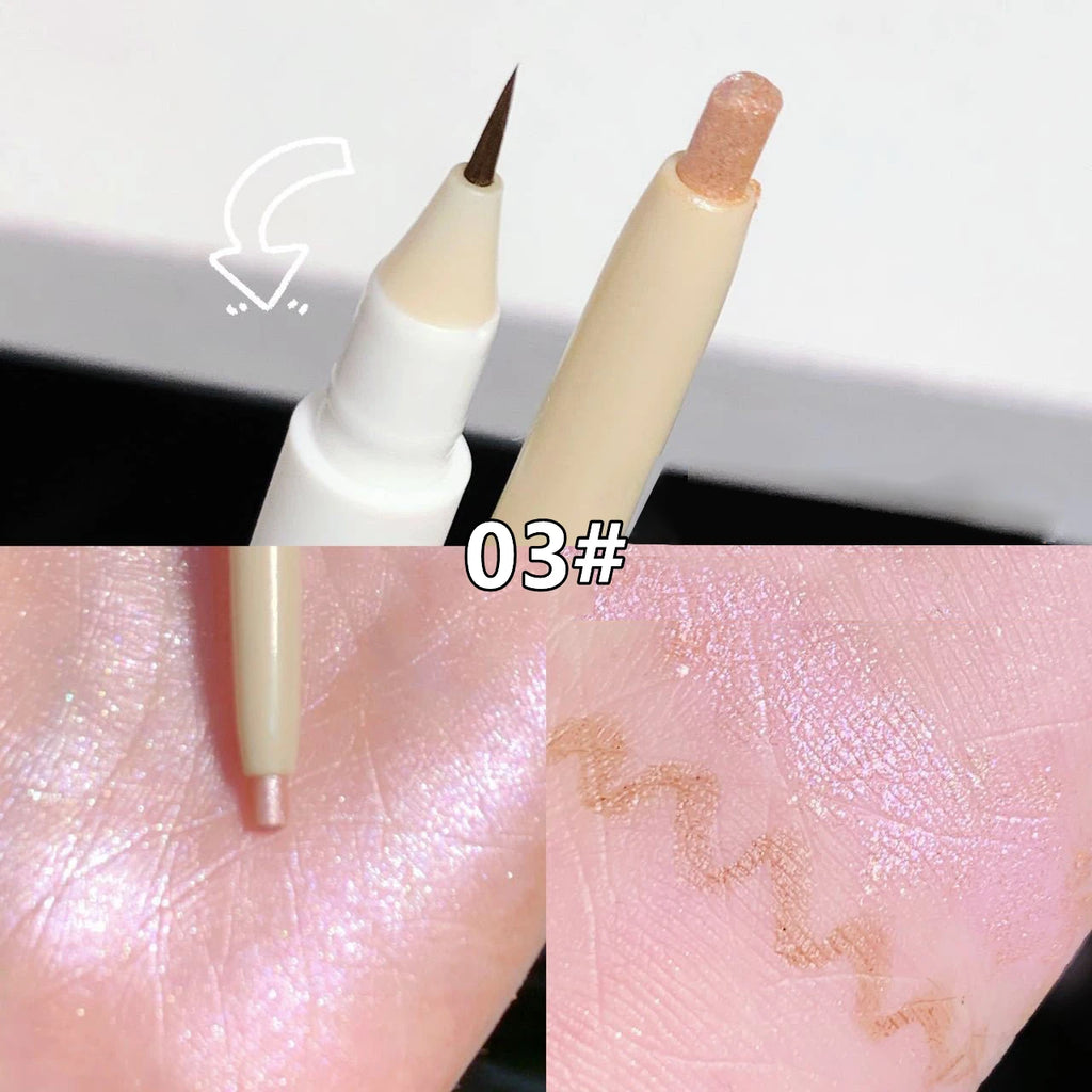 2 In 1 Liquid Eye Liner Shadow Pen Ultra Glitter Eyeliner Pencil Lasting Korean Eyes Makeup High Gloss Pigment Silkworm Gel Pen