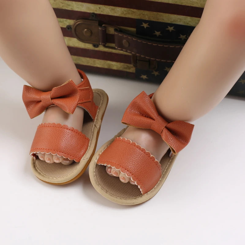 Baby Girl Summer Sandals 0-18 Months Cute Bow Rubber Sole First Walker Casual Comfortable Newborn Sneakers