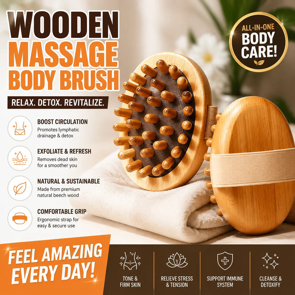 Home massage comb, beech wood meridian brush, universal for the whole body to clear meridians, abdominal and leg massage device