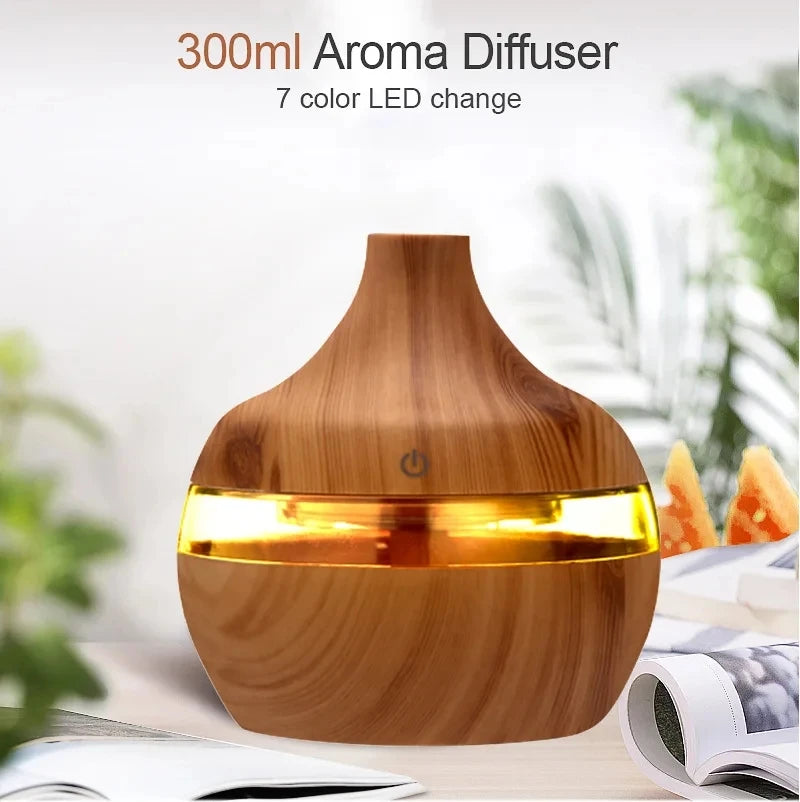 Suncolourful Ultrasonic Aroma Diffuser and Humidifier - 300ml Wood