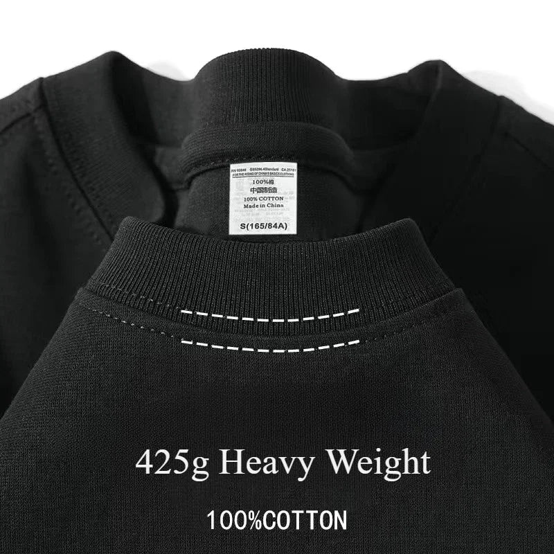Heavy Wight 425 grams Men T Shirt Cotton Half Sleeve Brathable High Qaulity Round Neck Basic Tops Men Summer T-Shirt
