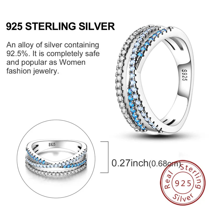 Rings Original 925 Sterling Silver Rings Bow Heart Sun Moon Star Zircon Rings For Women'S Jewelry Birthday Anniversary Gifts