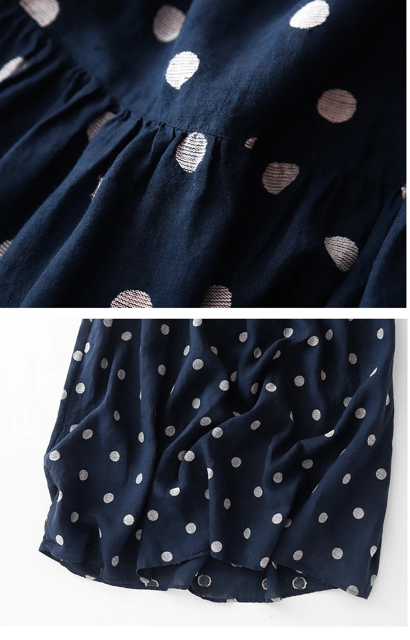 Cotton Vintage Polka Dot Dresses For Women New Korean Long Sleeve Loose Casual Dress Vestidos Elegant Clothes Spring Autumn 2026