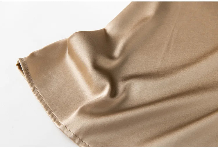 Heavy Silk Women's Sleeveless Top T-shirt Autumn Silk Top Silk Satin Bottom Top Solid Color T-shirts Satin Shirts for Women