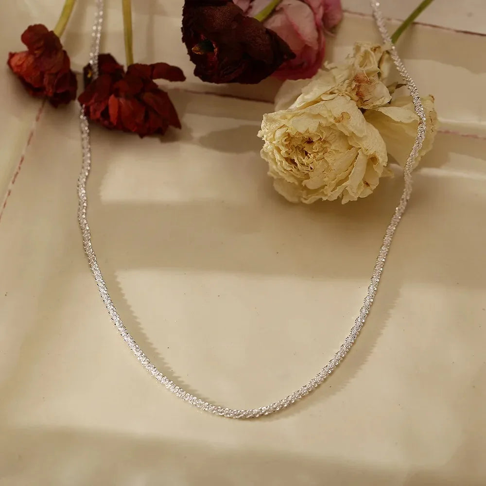 Silver Color Sparkling Necklace For Women Trendy Clavicle Chain Choker Girls Korean Wedding Party Jewelry Accessories