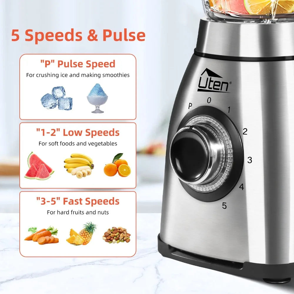 Uten 68oz Countertop Blender 42000RPM 5/18 Speed Juicer Smoothie Maker