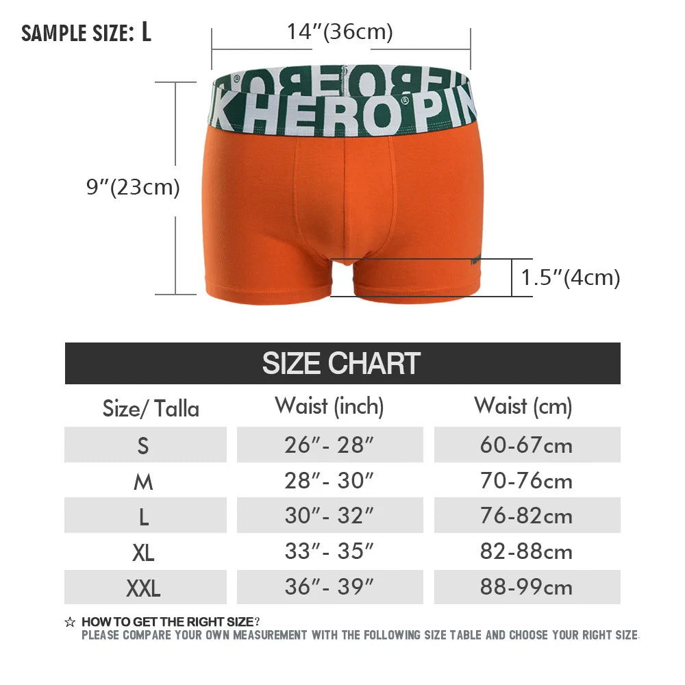 PINK HERO Fashion Men Shorts  Men Comfortable Cotton Underwear Boxer Briefs fancy underwear boxers for men boxer shorts